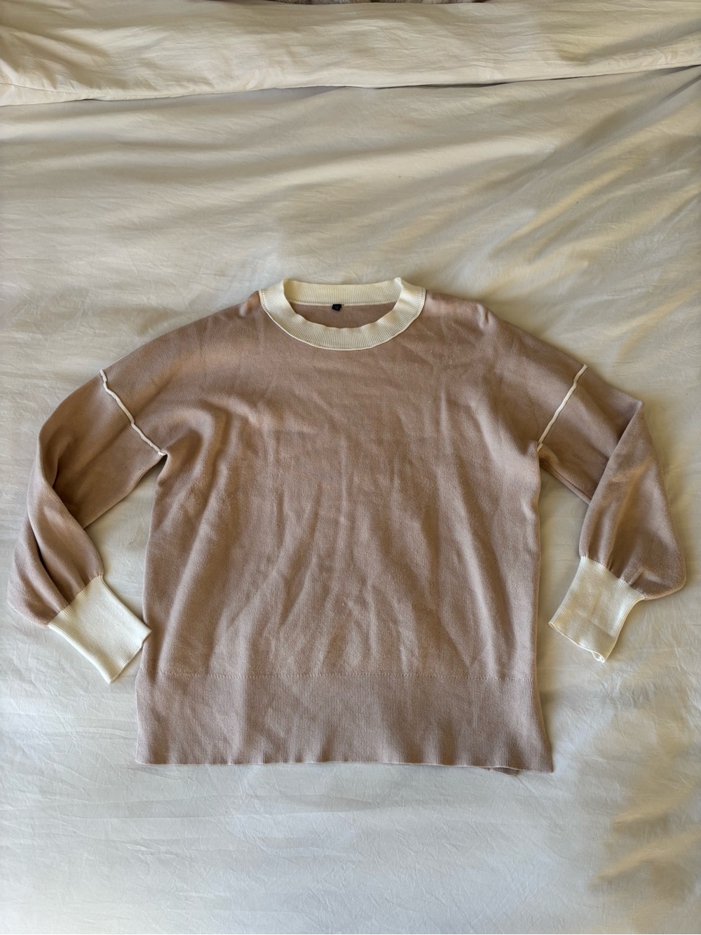 Blush Pink Colorblock Knit Sweater Medium